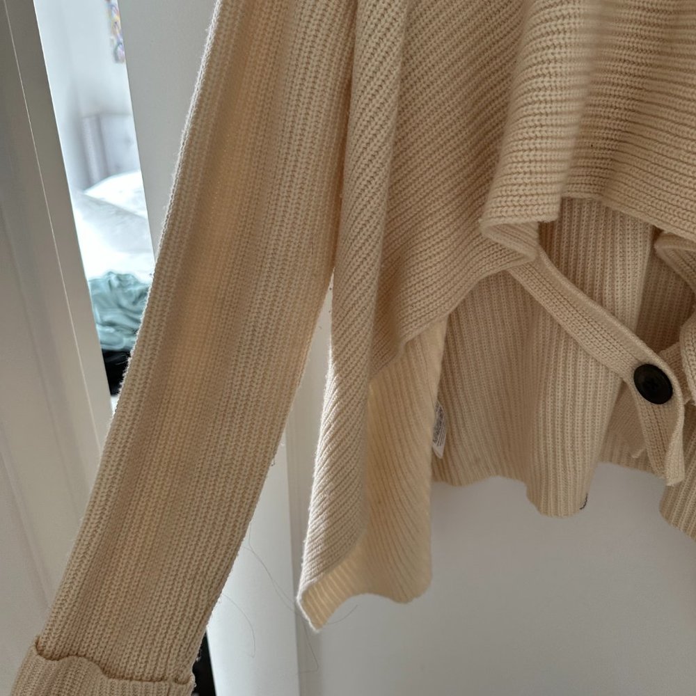 3.1 Phillip Lim Oversized Knit Sweater Tan Cropped Cut-out Back w/ String - Picture 7 of 11